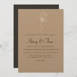 Elegant Cotton Plant Rustic Wedding Invitation Kaart