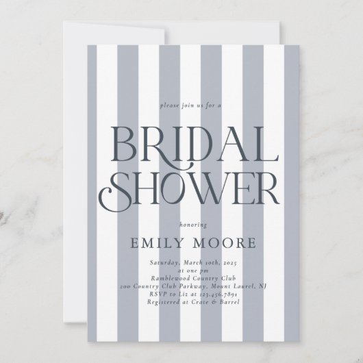 Elegant Country Club Stripes Vrijgezellenfeest Kaart (Voorkant)