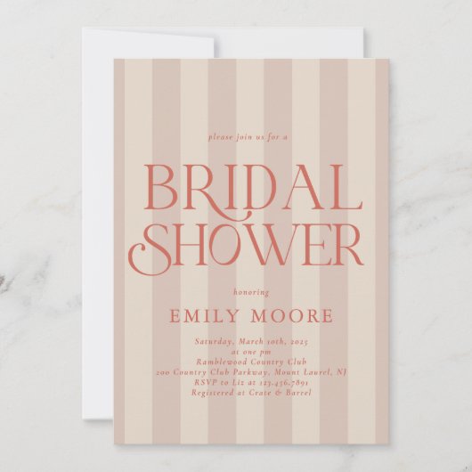 Elegant Country Club Stripes Vrijgezellenfeest Kaart (Voorkant)