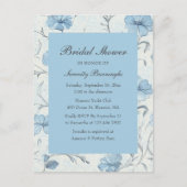 Elegant Country Dusty Blue Floral Bridal Shower Uitnodiging Briefkaart (Voorkant)