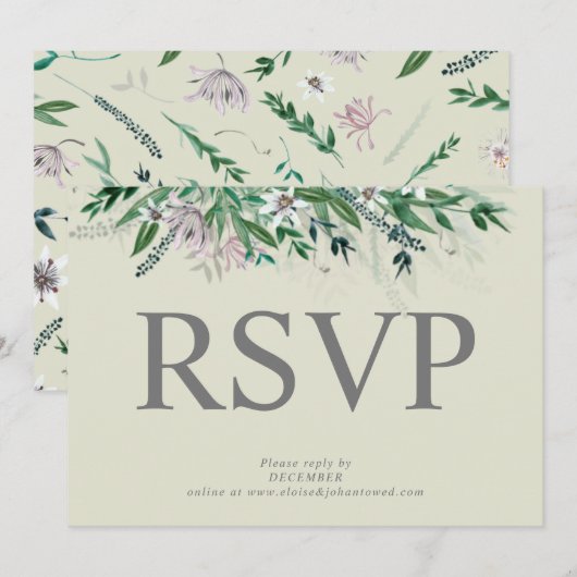 Elegant country floral border rsv[ uitnodiging (Voorkant / Achterkant)