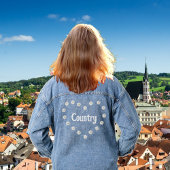 Elegant Country Heart & Daisy Bloemen Denim Jacket