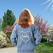 Elegant Country Heart & Daisy Bloemen Denim Jacket