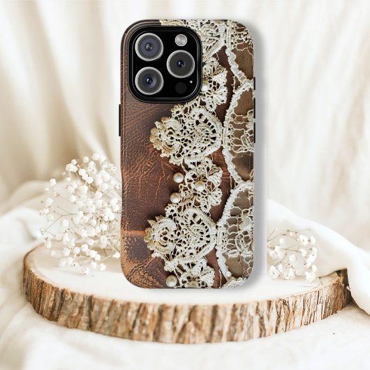Elegant Country Leather Lace Dames Case-Mate iPhone Case