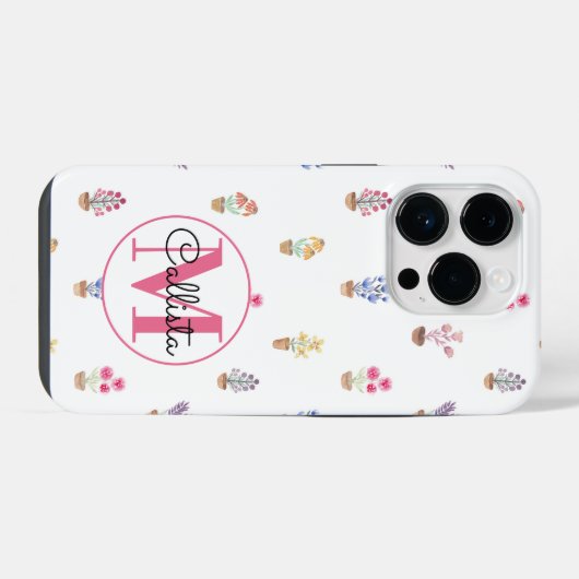 Elegant Country Potlood Waterverf Monogram iPhone Hoesje (Achterkant horizontaal)