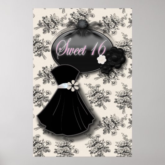 Elegant country Roos SWEET 16 BLACK GOWN poster (Voorkant)