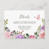 Elegant Country Spring Butterfly Floral Wedding Informatiekaartje (Voorkant)