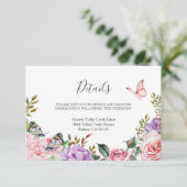 Elegant Country Spring Butterfly Floral Wedding Informatiekaartje (Staand voorkant)