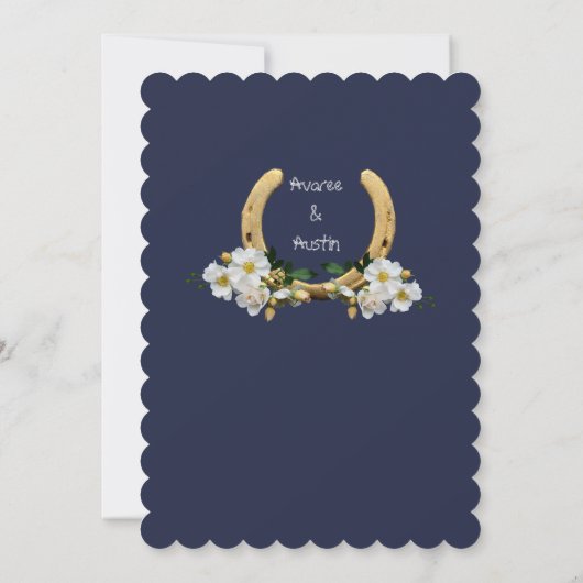 Elegant Country Style Navy en Gold Kaart (Achterkant)