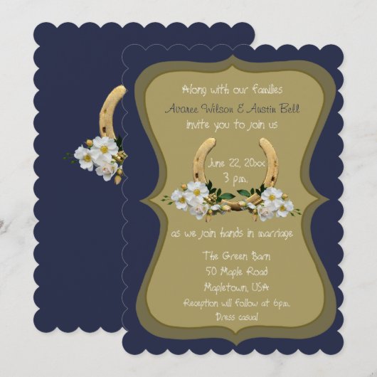 Elegant Country Style Navy en Gold Kaart (Voorkant / Achterkant)