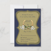 Elegant Country Style Navy en Gold RSVP Kaart (Voorkant)
