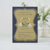 Elegant Country Style Navy en Gold RSVP Kaart (Staand voorkant)