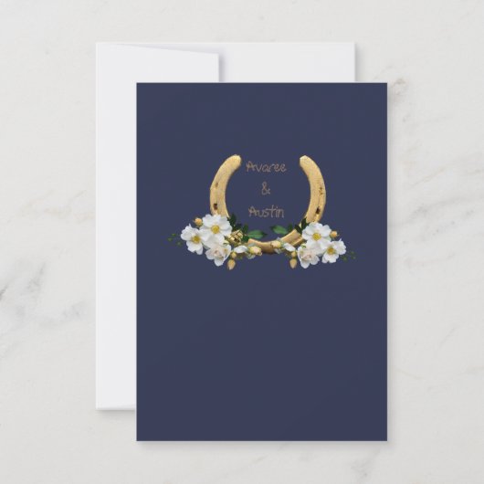 Elegant Country Style Navy en Gold RSVP Kaart (Achterkant)