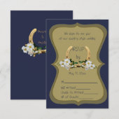 Elegant Country Style Navy en Gold RSVP Kaart (Voorkant / Achterkant)