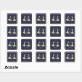 Elegant Country Style Navy en Gold Vierkante Sticker (Vel)