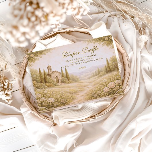 Elegant Countryside Garden Diapper Raffle Informatiekaartje