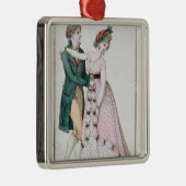 Elegant Couple Dansend the Waltz Metalen Ornament (Rechts)