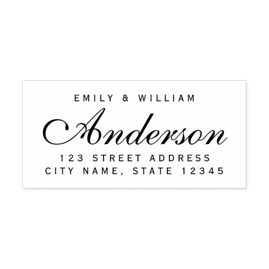 Elegant Couple Familienaam Home Adres Zelfinktende Stempel (Design)