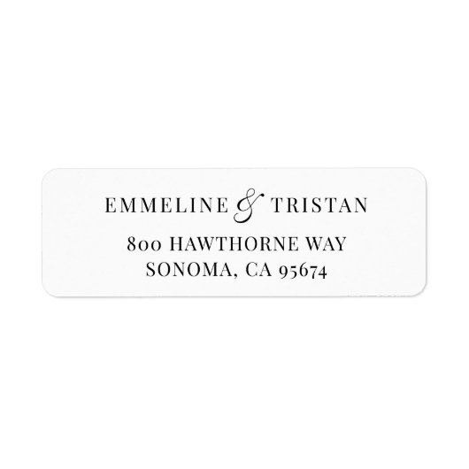 Elegant Couple Name Return Address Etiket (Voorkant)