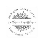 Elegant Couple Names Wedding Floral  Rubberstempel (Afrduk)