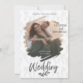 Elegant Couple Photo Black & White Wedding Kaart (Voorkant)