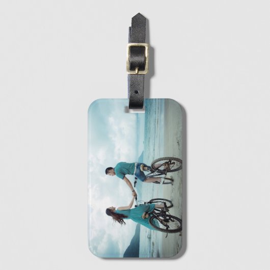 Elegant Couple Photo Keepsake Bagagelabel (Voorkant (verticaal))