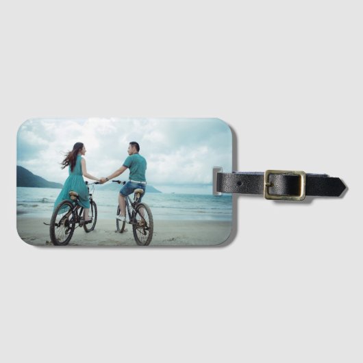 Elegant Couple Photo Keepsake Bagagelabel (Voorkant (horizontaal))