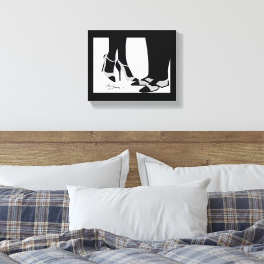 Elegant Couple-Stretched Canvas Black en White (Insitu (Slaapkamer))