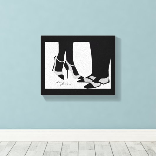 Elegant Couple-Stretched Canvas Black en White (Insitu (Houten vloer))
