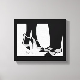 Elegant Couple-Stretched Canvas Black en White