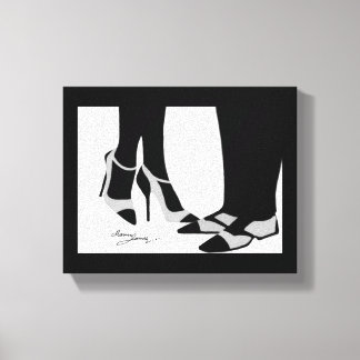 Elegant Couple-Stretched Canvas Black en White