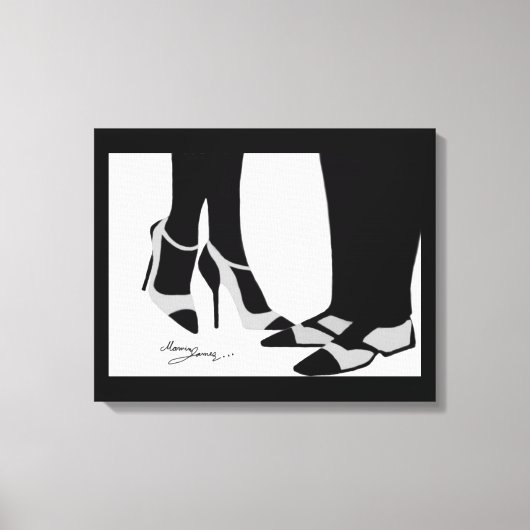Elegant Couple-Stretched Canvas Black en White (Voorkant)