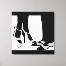 Elegant Couple-Stretched Canvas Black en White