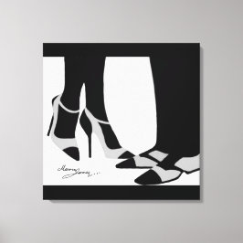Elegant Couple-Stretched Canvas Black en White
