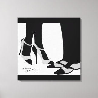 Elegant Couple-Stretched Canvas Black en White