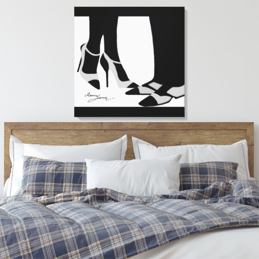 Elegant Couple-Stretched Canvas Black en White (Insitu (Slaapkamer))