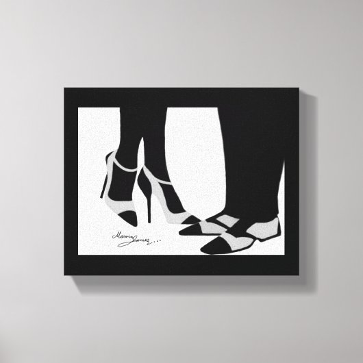 Elegant Couple-Stretched Canvas Black en White Afdruk (Voorkant)