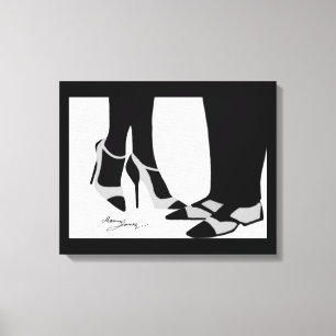 Elegant Couple-Stretched Canvas Black en White Afdruk