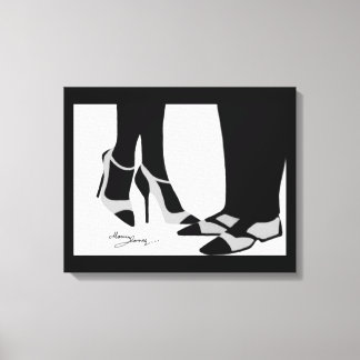 Elegant Couple-Stretched Canvas Black en White Afdruk