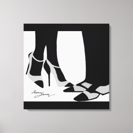 Elegant Couple-Stretched Canvas Black en White Afdruk (Voorkant)