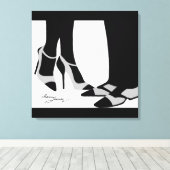 Elegant Couple-Stretched Canvas Black en White Afdruk (Insitu (Houten vloer))