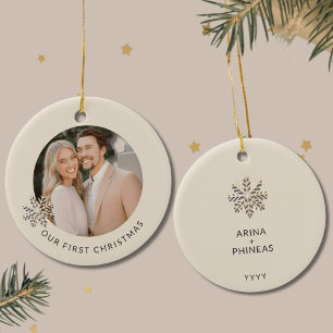 Elegant Couple's Eerste Kerstmis Foto Ornament
