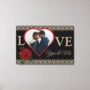 Elegant Couple's Love You & me Stretched Canvas Afdruk