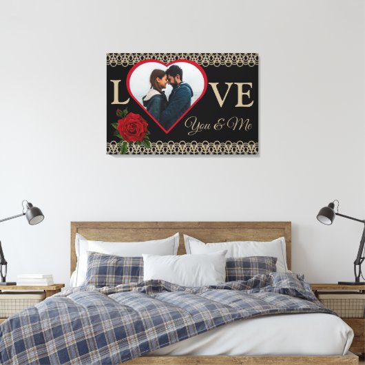 Elegant Couple's Love You & me Stretched Canvas Afdruk (Insitu (Slaapkamer))