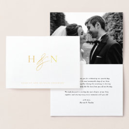 Elegant Couples Monogram Weddenschap Bedankt Folie Kaarten