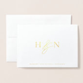 Elegant Couples Monogram Weddenschap Bedankt Folie Kaarten (Voorkant met envelop)