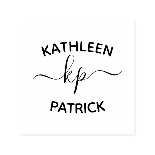 Elegant Couples Name Initialen Wedding Zelfinktende Stempel (Design)