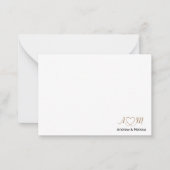 Elegant Couples Script Monogram Heart Gold Black Notitiekaartje (Voorkant)