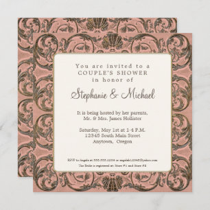 Elegant Couples Shower  Baroque Blush Gold Kaart