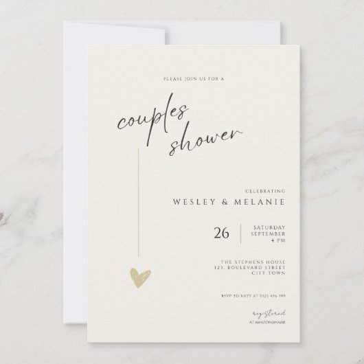 Elegant Couples Shower Calligraphy Typo Wedding  Kaart (Voorkant)